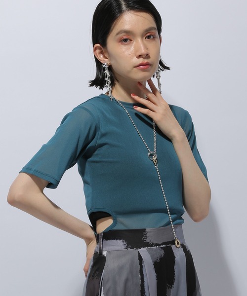 HARE(ハレ)の「シアーカットアウトT(HARE)(Tシャツ/カットソー・レディース・ブルー/ブラック/オレンジ・FREE)」の13枚目の写真