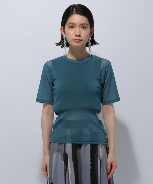 HARE(ハレ)の「シアーカットアウトT(HARE)(Tシャツ/カットソー・レディース・ブルー/ブラック/オレンジ・FREE)」の14枚目の写真