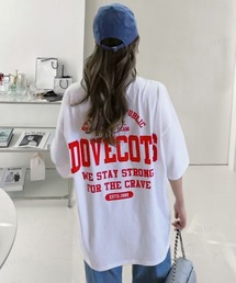Dalfwin（ダールフィン）の「韓国ファッション DOVECOTSロゴ半袖オーバーサイズTシャツ（Tシャツ/カットソー）」