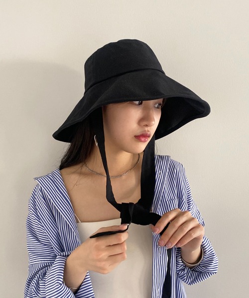 DISCOAT（ディスコート）の「リボン付ハット（ハット・レディース・ネイビー/アイボリー/ブラック・FREE）」の3枚目の写真