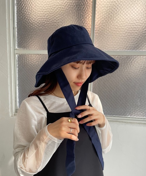 DISCOAT（ディスコート）の「リボン付ハット（ハット・レディース・ネイビー/アイボリー/ブラック・FREE）」の5枚目の写真