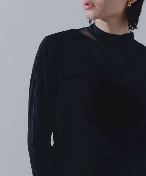 Limue（リミュ）の「チュール切り替えシアトップス（Tシャツ/カットソー・レディース・ブラック/アイボリー・FREE）」の12枚目の写真