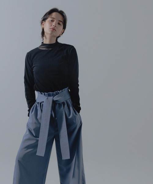 Limue（リミュ）の「チュール切り替えシアトップス（Tシャツ/カットソー・レディース・ブラック/アイボリー・FREE）」の7枚目の写真