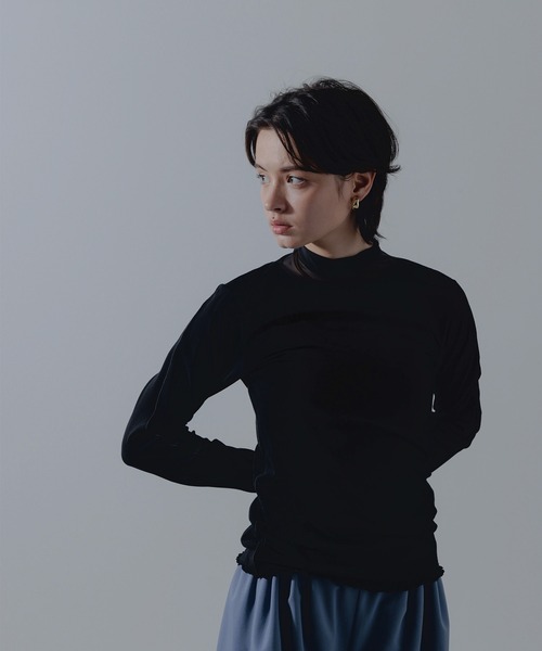Limue（リミュ）の「チュール切り替えシアトップス（Tシャツ/カットソー・レディース・ブラック/アイボリー・FREE）」の4枚目の写真
