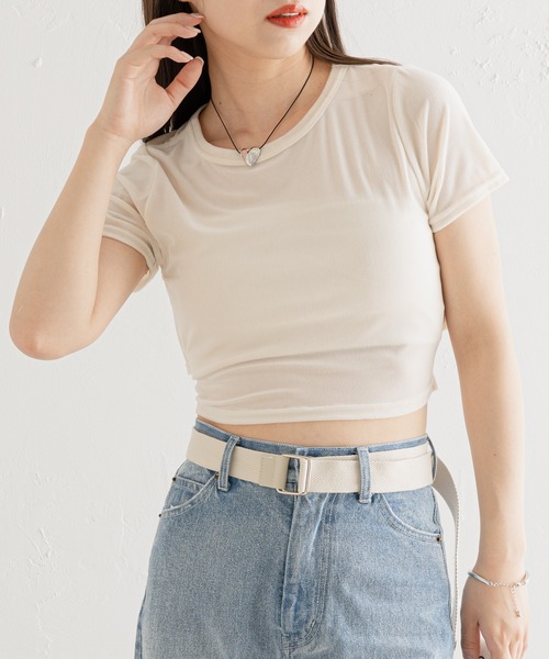 Chico(チコ)の「シアーベロアBACKリボンチビT(Tシャツ/カットソー・レディース・ブルー/アイボリー/ピンク/ダークブラウン・FREE)」の19枚目の写真