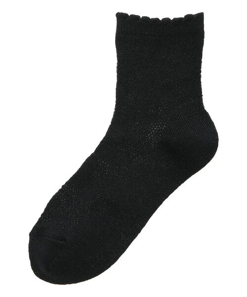 Samansa Mos2(サマンサ モスモス)の「ドットメッシュソックス(ソックス/靴下・レディース・ベージュ/キナリ/ブラック・F)」の1枚目の写真