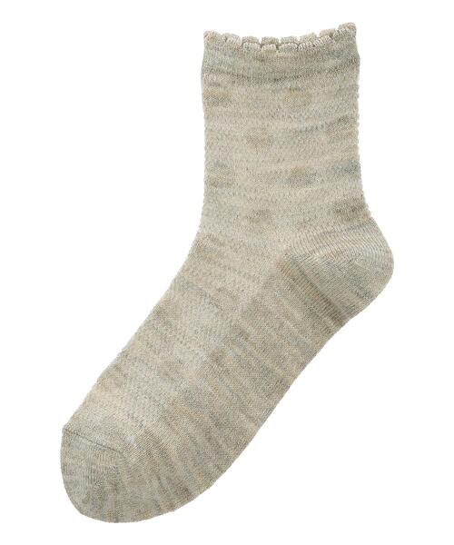 Samansa Mos2(サマンサ モスモス)の「ドットメッシュソックス(ソックス/靴下・レディース・ベージュ/キナリ/ブラック・F)」の4枚目の写真