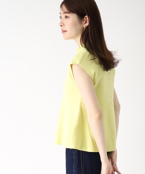 index（インデックス）の「◆オーガニックコットン バックシャンペプラムフェイクパールニット【UVケア・洗濯機で洗える】（ニット/セーター・レディース・レモンイエロー/ホワイト系/ブルー系7/ネイビー・36/38/40/42）」の11枚目の写真