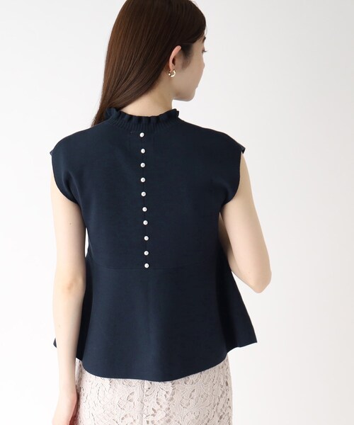 index（インデックス）の「◆オーガニックコットン バックシャンペプラムフェイクパールニット【UVケア・洗濯機で洗える】（ニット/セーター・レディース・レモンイエロー/ホワイト系/ブルー系7/ネイビー・36/38/40/42）」の15枚目の写真