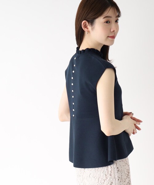 index（インデックス）の「◆オーガニックコットン バックシャンペプラムフェイクパールニット【UVケア・洗濯機で洗える】（ニット/セーター・レディース・レモンイエロー/ホワイト系/ブルー系7/ネイビー・36/38/40/42）」の16枚目の写真