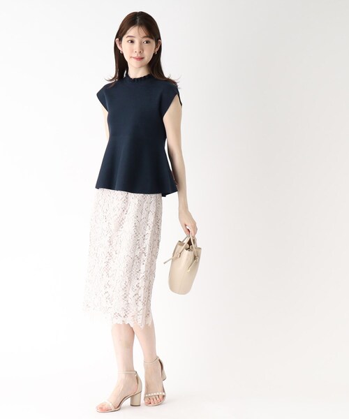 index（インデックス）の「◆オーガニックコットン バックシャンペプラムフェイクパールニット【UVケア・洗濯機で洗える】（ニット/セーター・レディース・レモンイエロー/ホワイト系/ブルー系7/ネイビー・36/38/40/42）」の17枚目の写真