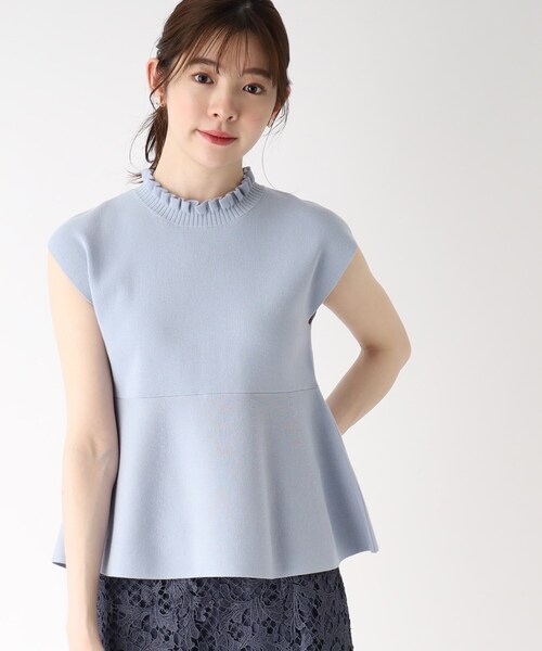 index（インデックス）の「◆オーガニックコットン バックシャンペプラムフェイクパールニット【UVケア・洗濯機で洗える】（ニット/セーター・レディース・レモンイエロー/ホワイト系/ブルー系7/ネイビー・36/38/40/42）」の20枚目の写真