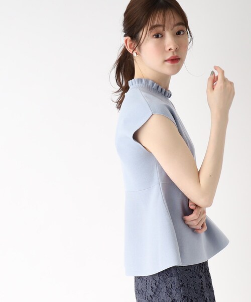 index（インデックス）の「◆オーガニックコットン バックシャンペプラムフェイクパールニット【UVケア・洗濯機で洗える】（ニット/セーター・レディース・レモンイエロー/ホワイト系/ブルー系7/ネイビー・36/38/40/42）」の21枚目の写真