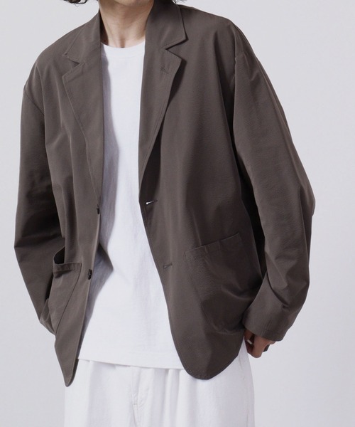 【セール】ROOT THREE ストレッチ 吸汗速乾 ポリサッカー オーバーサイズ サマージャケット（テーラードジャケット）｜ROOT THREE（ルートスリー）