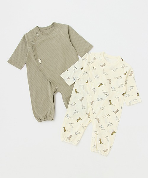 petit main（プティマイン）の「【オーガニック】2WAYオール2P（ロンパース・キッズ・ライトグリーン/ライトピンク/ピンク/ラベンダー・50-70cm）」の2枚目の写真