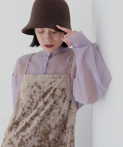 LOWRYS FARM（ローリーズファーム）の「シアーシャツデザインロングスリーブ　908911（シャツ/ブラウス・レディース・ブラック/ホワイト/ラベンダー/オフホワイト・FREE）」の4枚目の写真