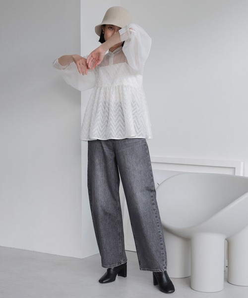 LOWRYS FARM（ローリーズファーム）の「シアーシャツデザインロングスリーブ　908911（シャツ/ブラウス・レディース・ブラック/ホワイト/ラベンダー/オフホワイト・FREE）」の11枚目の写真