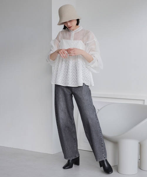 LOWRYS FARM（ローリーズファーム）の「シアーシャツデザインロングスリーブ　908911（シャツ/ブラウス・レディース・ブラック/ホワイト/ラベンダー/オフホワイト・FREE）」の13枚目の写真