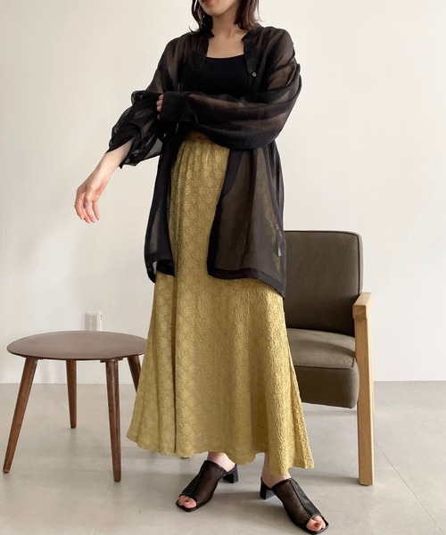 LOWRYS FARM（ローリーズファーム）の「シアーシャツデザインロングスリーブ　908911（シャツ/ブラウス・レディース・ブラック/ホワイト/ラベンダー/オフホワイト・FREE）」の16枚目の写真