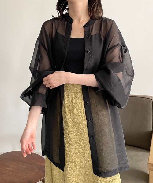 LOWRYS FARM（ローリーズファーム）の「シアーシャツデザインロングスリーブ　908911（シャツ/ブラウス・レディース・ブラック/ホワイト/ラベンダー/オフホワイト・FREE）」の18枚目の写真