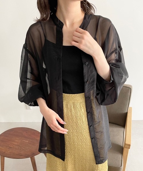 LOWRYS FARM（ローリーズファーム）の「シアーシャツデザインロングスリーブ　908911（シャツ/ブラウス・レディース・ブラック/ホワイト/ラベンダー/オフホワイト・FREE）」の19枚目の写真