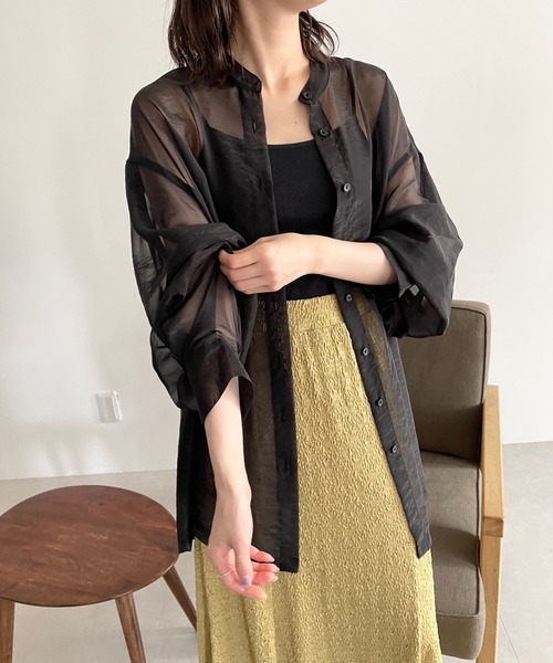 LOWRYS FARM（ローリーズファーム）の「シアーシャツデザインロングスリーブ　908911（シャツ/ブラウス・レディース・ブラック/ホワイト/ラベンダー/オフホワイト・FREE）」の20枚目の写真