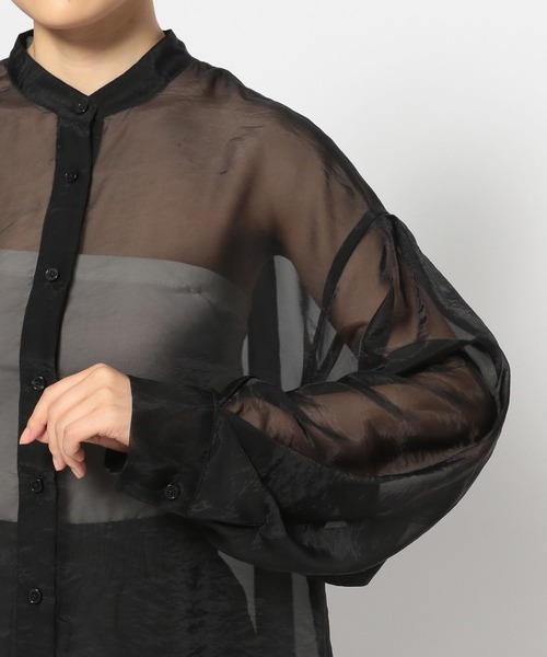 LOWRYS FARM（ローリーズファーム）の「シアーシャツデザインロングスリーブ　908911（シャツ/ブラウス・レディース・ブラック/ホワイト/ラベンダー/オフホワイト・FREE）」の5枚目の写真