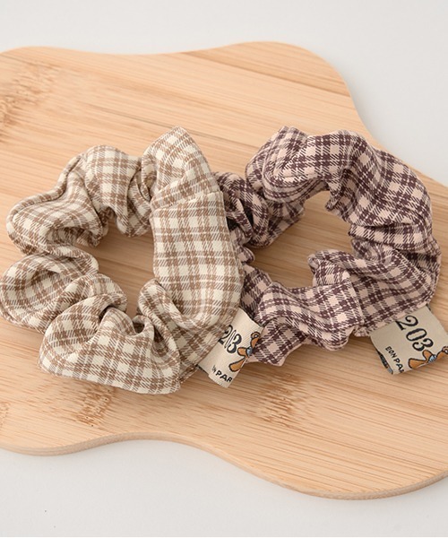 Lycee mine（リセマイン）の「くまタグチェックシュシュ（その他ヘアアクセサリー・キッズ・ダークブラウン/ベージュ・フリー）」の6枚目の写真