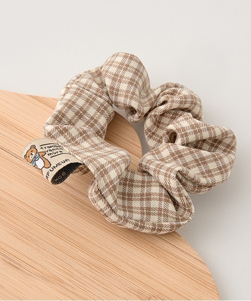 Lycee mine（リセマイン）の「くまタグチェックシュシュ（その他ヘアアクセサリー・キッズ・ダークブラウン/ベージュ・フリー）」の5枚目の写真