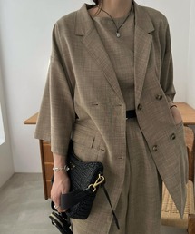 WILLFULLY | sharkskin deformation sleeve middle JK(テーラードジャケット)