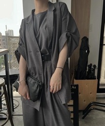 WILLFULLY | sharkskin deformation sleeve middle JK(テーラードジャケット)
