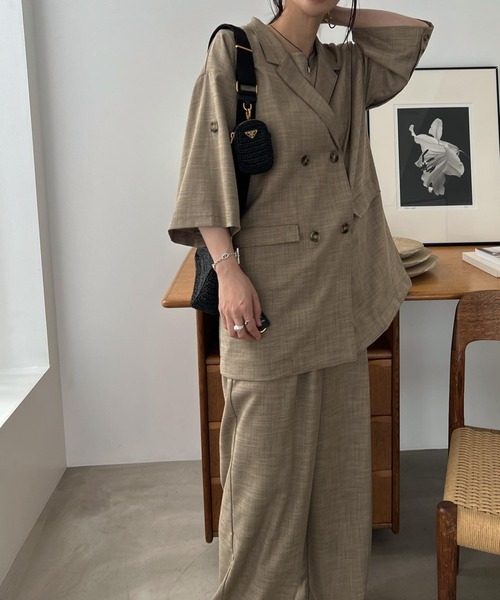 WILLFULLY（ウィルフリー）の「sharkskin deformation sleeve middle JK（テーラードジャケット・レディース・ブラウン系/チャコール・FREE）」の14枚目の写真