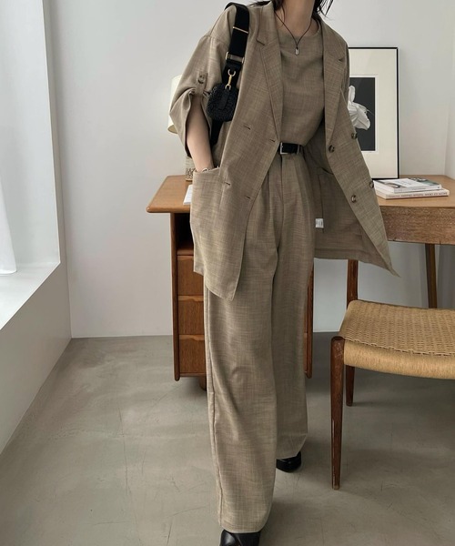 WILLFULLY（ウィルフリー）の「sharkskin deformation sleeve middle JK（テーラードジャケット・レディース・ブラウン系/チャコール・FREE）」の21枚目の写真