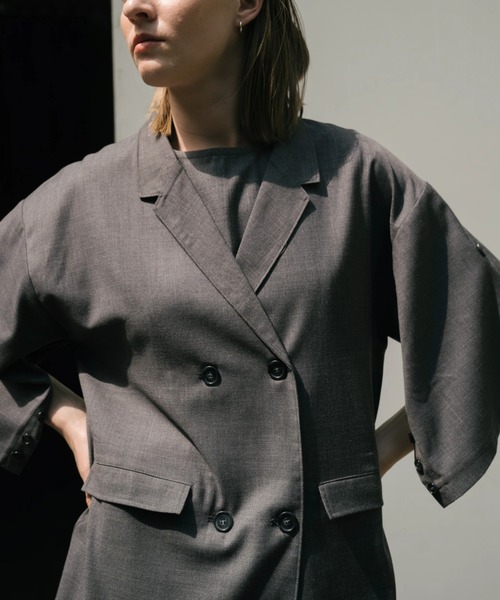 WILLFULLY（ウィルフリー）の「sharkskin deformation sleeve middle JK（テーラードジャケット・レディース・ブラウン系/チャコール・FREE）」の11枚目の写真