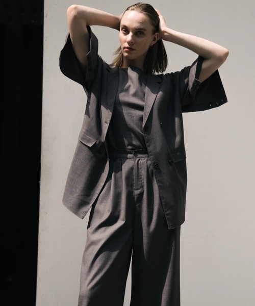 WILLFULLY（ウィルフリー）の「sharkskin deformation sleeve middle JK（テーラードジャケット・レディース・ブラウン系/チャコール・FREE）」の15枚目の写真