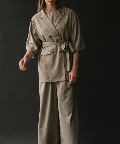 WILLFULLY（ウィルフリー）の「sharkskin deformation sleeve middle JK（テーラードジャケット・レディース・ブラウン系/チャコール・FREE）」の12枚目の写真