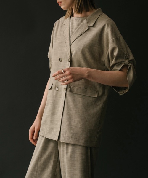 WILLFULLY（ウィルフリー）の「sharkskin deformation sleeve middle JK（テーラードジャケット・レディース・ブラウン系/チャコール・FREE）」の19枚目の写真