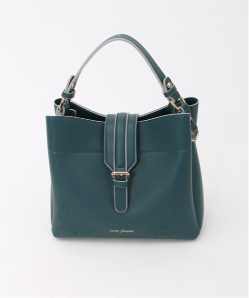 axes femme(アクシーズファム)の「ベルトデザイン型押しバッグ(ハンドバッグ・レディース・ブラック/ブルーグリーン/グレイッシュベージュ・FREE)」の6枚目の写真