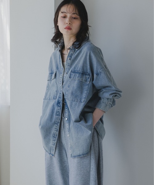 DON新品タグ付 カフネ デニム オーバーシャツ ジャケット カフネ 9/5（金）限定のお買い得 デニムシャツジャケット