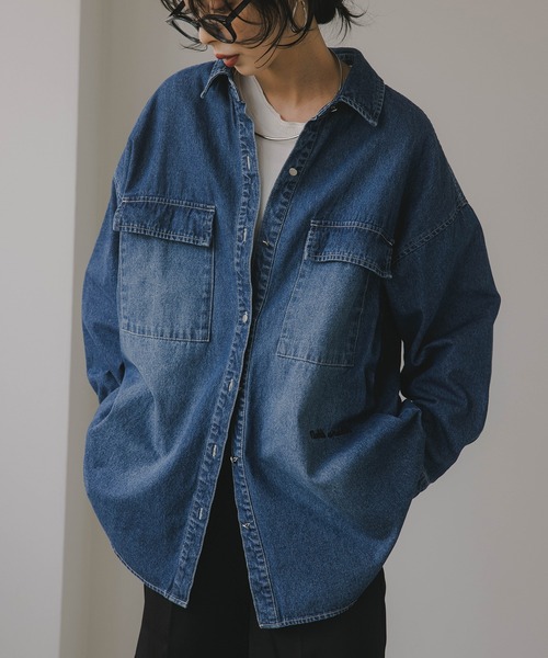 210nouve（トゥージュヌーブ）の「デニム オーバーサイズ シャツ ジャケット（シャツ/ブラウス・レディース・グレー/ブルー/ネイビー/ホワイト系その他/ブルー系その他/ダークインディゴブルー/ライトインディゴブルー/グレー系/ブルー系/ブルー系1・FREE）」の18枚目の写真