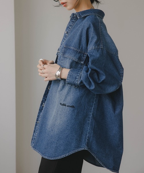 210nouve（トゥージュヌーブ）の「デニム オーバーサイズ シャツ ジャケット（シャツ/ブラウス・レディース・グレー/ブルー/ネイビー/ホワイト系その他/ブルー系その他/ダークインディゴブルー/ライトインディゴブルー/グレー系/ブルー系/ブルー系1・FREE）」の22枚目の写真