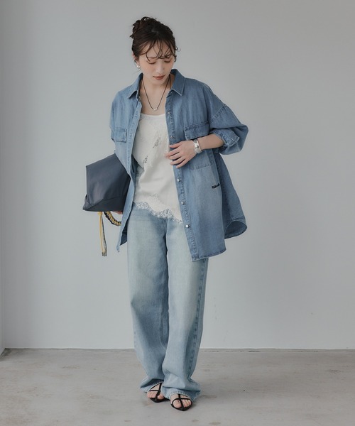 210nouve（トゥージュヌーブ）の「オーバーサイズ デニム シャツ（シャツ/ブラウス・レディース・グレー/ブルー/ネイビー/ホワイト系その他/ブルー系その他/ダークインディゴブルー/ライトインディゴブルー/グレー系/ブルー系/ブルー系1・FREE）」の22枚目の写真