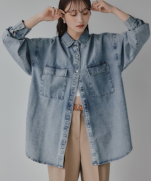 210nouve（トゥージュヌーブ）の「オーバーサイズ デニム シャツ（シャツ/ブラウス・レディース・グレー/ブルー/ネイビー/ホワイト系その他/ブルー系その他/ダークインディゴブルー/ライトインディゴブルー/グレー系/ブルー系/ブルー系1・FREE）」の20枚目の写真