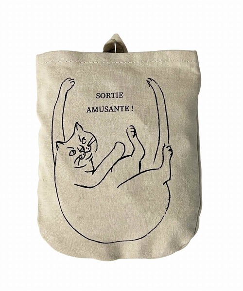 ROOTOTE(ルートート)の「ルートート/コットン ねこ柄 折りたたみ エコバッグ ミニ NA.ルーショッパーミニ.マルシェーC(エコバッグ/サブバッグ・レディース・ベージュ系その他/アイボリー/ブルー系その他・FREE)」の9枚目の写真