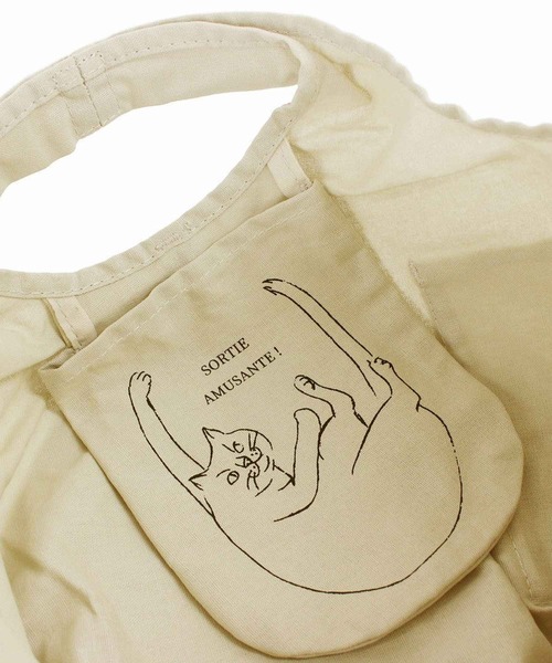ROOTOTE(ルートート)の「ルートート/コットン ねこ柄 折りたたみ エコバッグ ミニ NA.ルーショッパーミニ.マルシェーC(エコバッグ/サブバッグ・レディース・ベージュ系その他/アイボリー/ブルー系その他・FREE)」の17枚目の写真