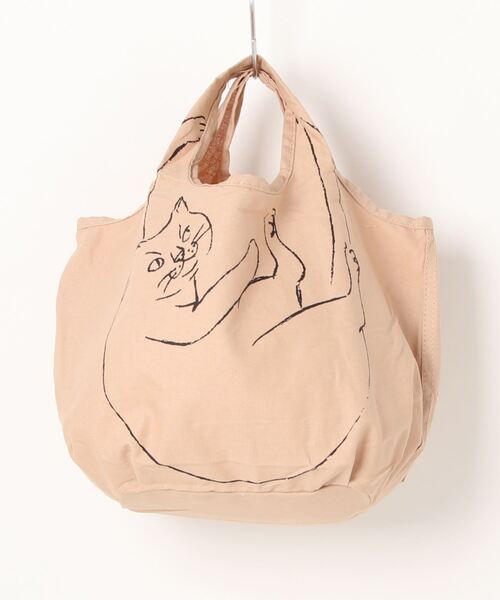 ROOTOTE(ルートート)の「ルートート/コットン ねこ柄 折りたたみ エコバッグ ミニ NA.ルーショッパーミニ.マルシェーC(エコバッグ/サブバッグ・レディース・ベージュ系その他/アイボリー/ブルー系その他・FREE)」の10枚目の写真