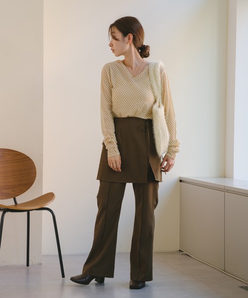 Kastane（カスタネ）の「【2023AWアイテム】トリコットレースプルオーバー（Tシャツ/カットソー・レディース・ブラウン/グレー/アイボリー・FREE）」の7枚目の写真