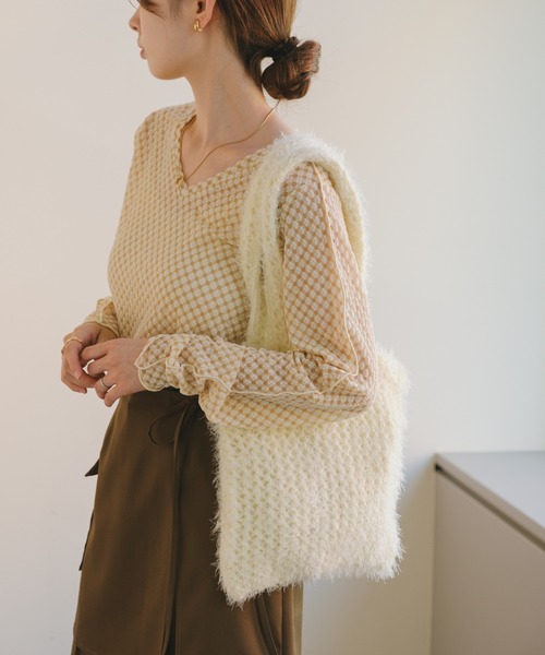 Kastane（カスタネ）の「【2023AWアイテム】トリコットレースプルオーバー（Tシャツ/カットソー・レディース・ブラウン/グレー/アイボリー・FREE）」の6枚目の写真