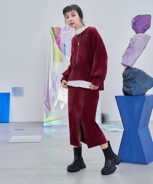 HARE（ハレ）の「シャギーニットスリットスカート(HARE)（スカート 