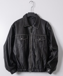 JOHN'S CLOSET（ジョンズクローゼット）の「【13】ヴィンテージ加工 PUトラッカージャケット/Gジャン（ライダースジャケット）」